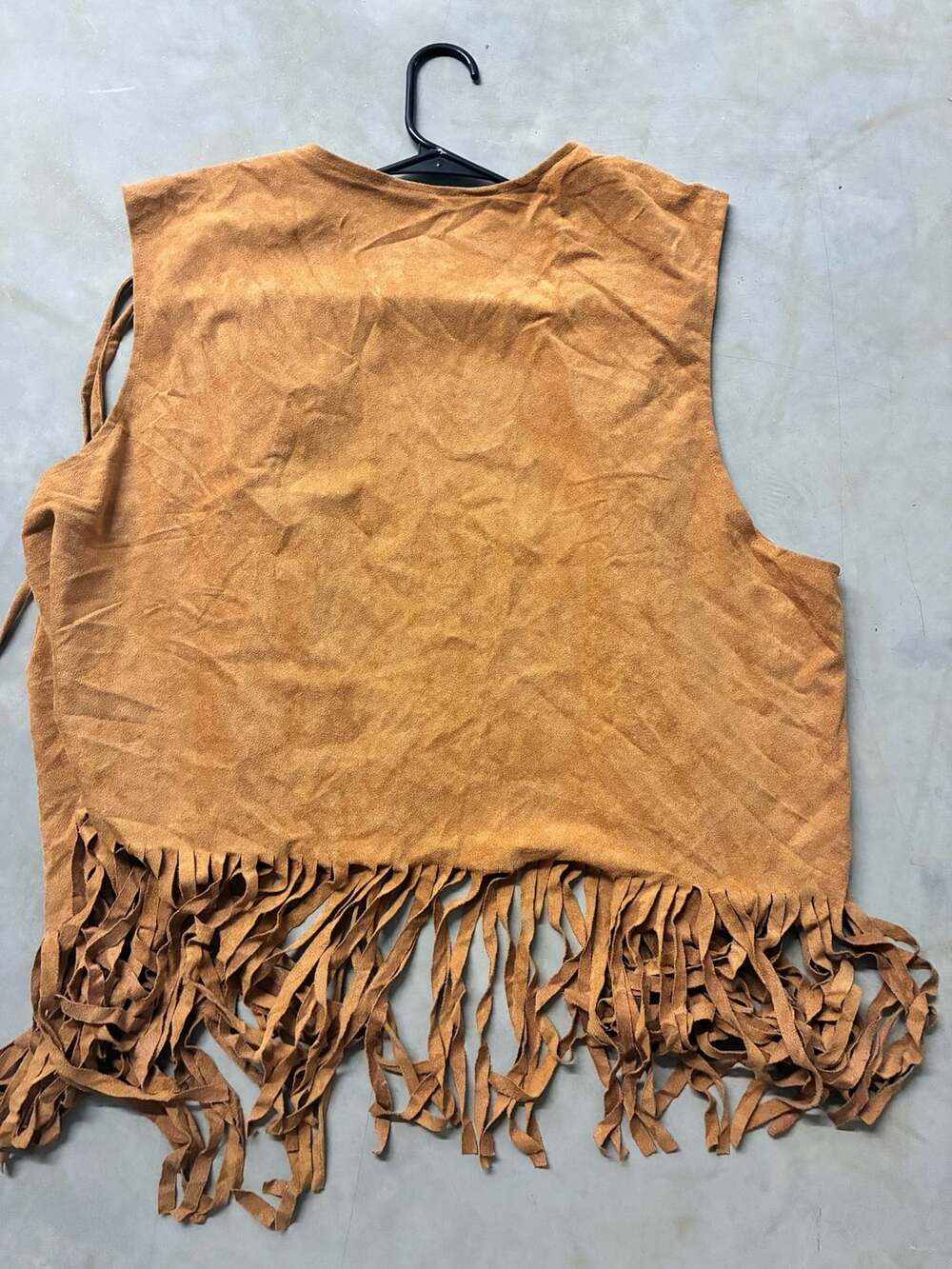 SPIRIT Women's Fringed Faux Suede Sleeveless Vest Brown - Picture 3 of 5